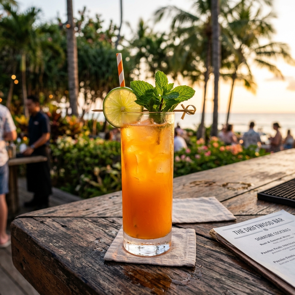 Coastal Sunset signature cocktail at Novu Alibaug sundowner